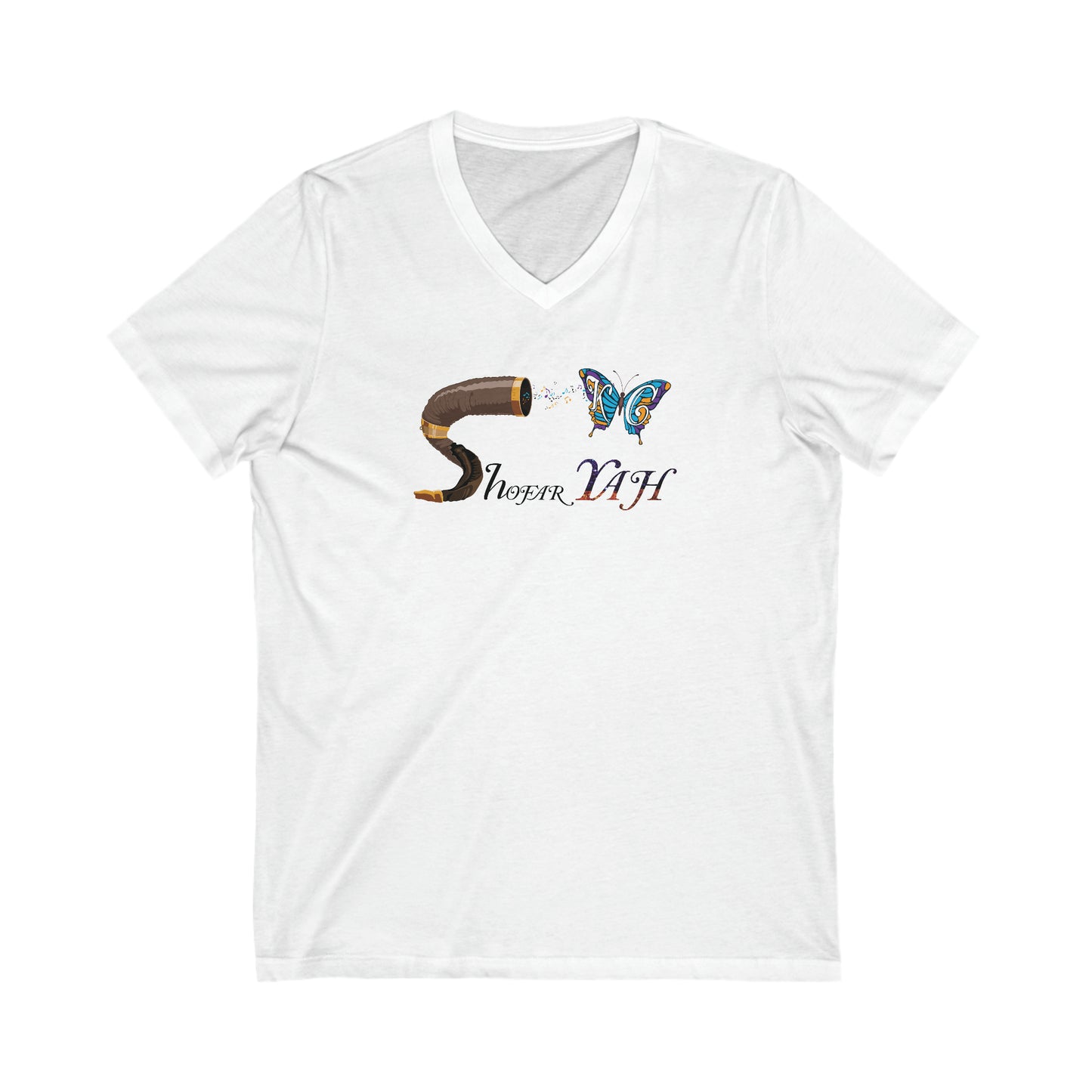 KCShofarYAH Jersey Short Sleeve V-Neck Tee